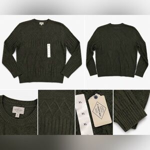 St. John’s Bay XL Olive Green Cable Knit Crewneck Sweater